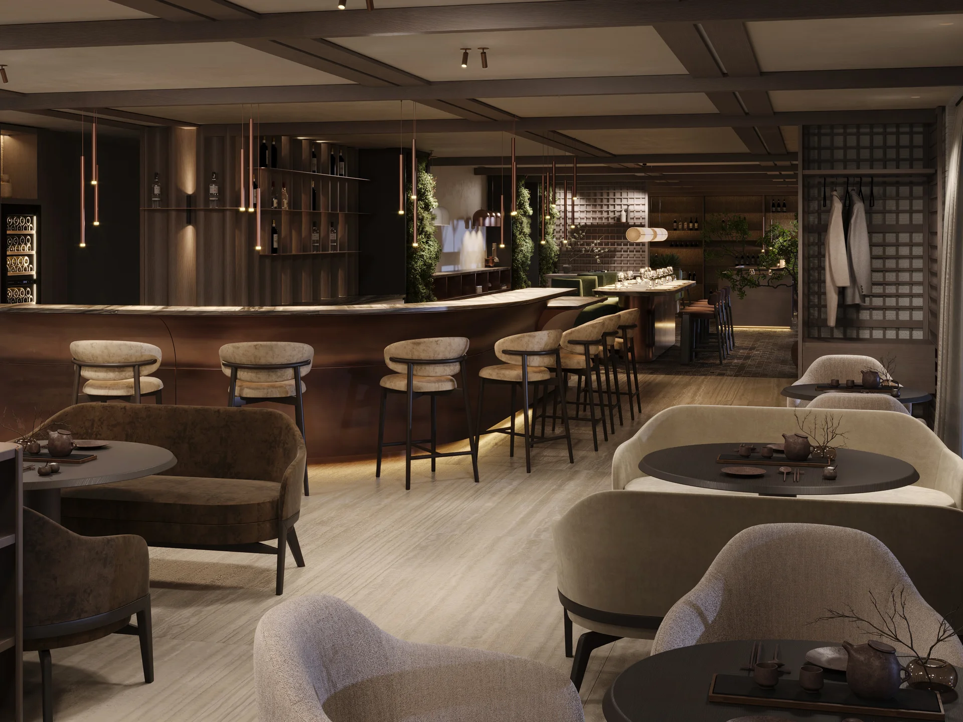 Café the bosco®: a place of delights and encounters Modern bar and lounge with elegant interiors and cozy seating areas.